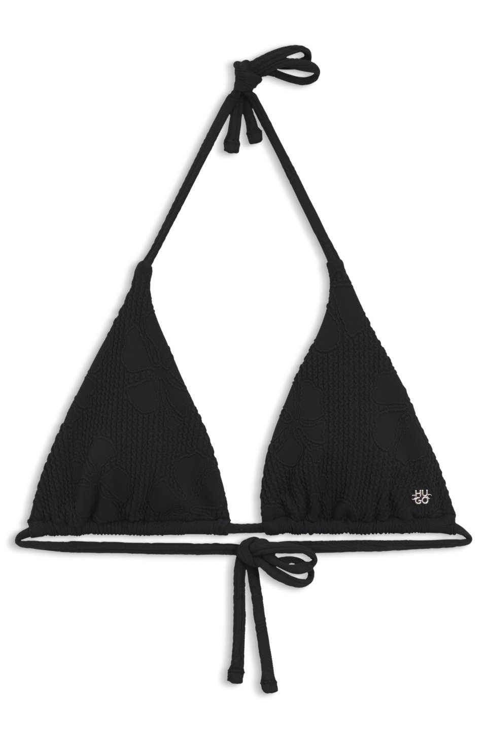 Jacquard bikini top with stacked-logo charm