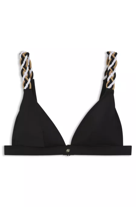 Bikini top with braided signature-stripe straps
