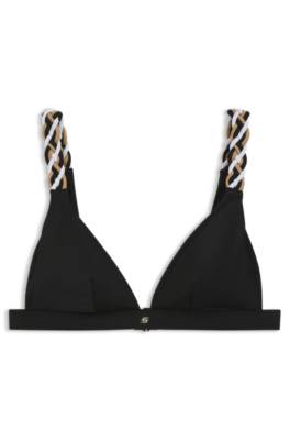Bikini top with braided signature-stripe straps
