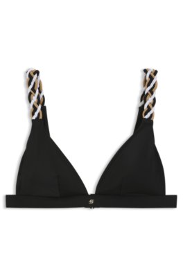 Bikini top with braided signature-stripe straps