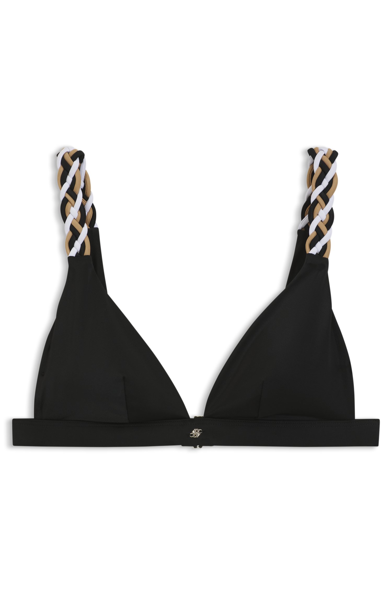 Boss Bikini top with braided signature-stripe straps dam