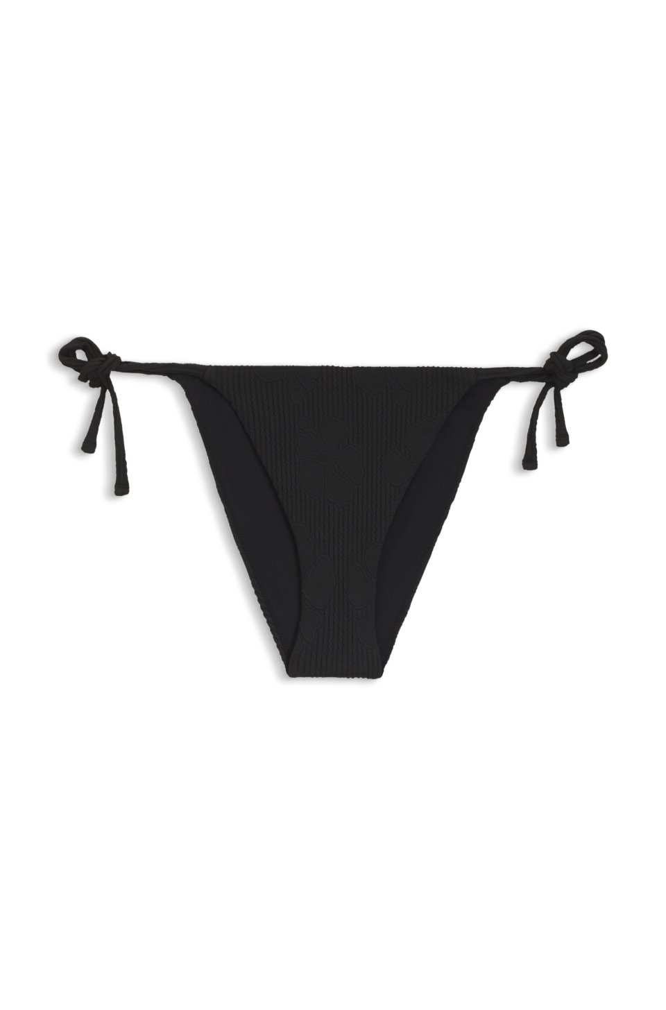 Tie-side bikini bottoms with structured tropical pattern
