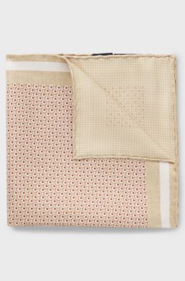 Hand-made pocket square in silk, Beige