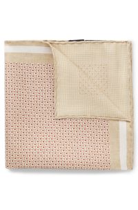 Hand-made pocket square in silk, Beige
