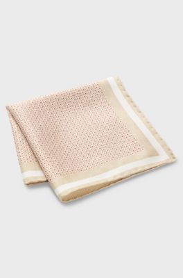 Hand-made pocket square in silk, Beige