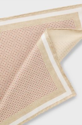Hand-made pocket square in silk, Beige
