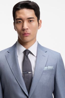 Hand-made pocket square in silk, Light Blue