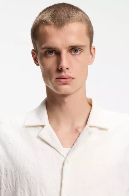 Relaxed-fit shirt in jacquard cotton towelling