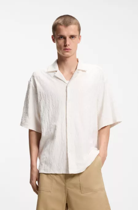 Relaxed-fit shirt in jacquard cotton towelling