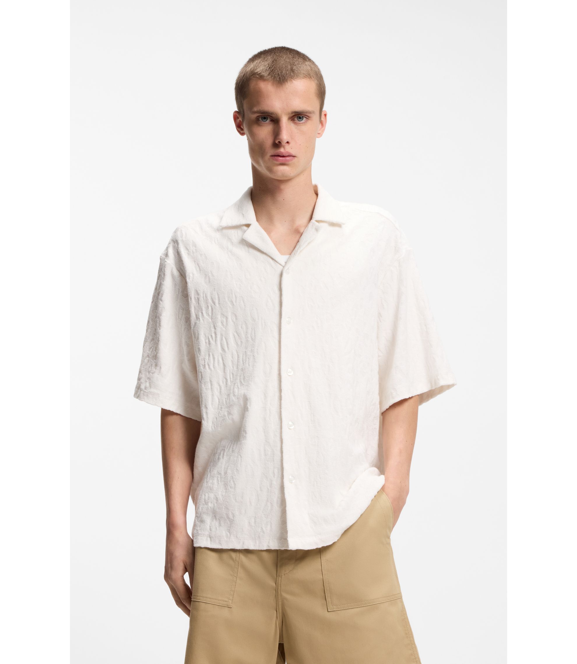 Relaxed-Fit Hemd aus Baumwoll-Frottee-Jacquard