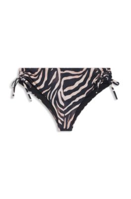 Printed bikini bottoms with stacked-logo charm, Patterned
