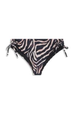 Printed bikini bottoms with stacked-logo charm 1