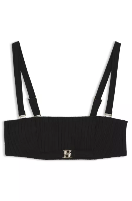 Plissé bandeau bikini top with Double B monogram