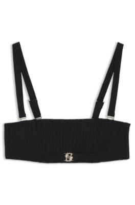 Plissé bandeau bikini top with Double B monogram