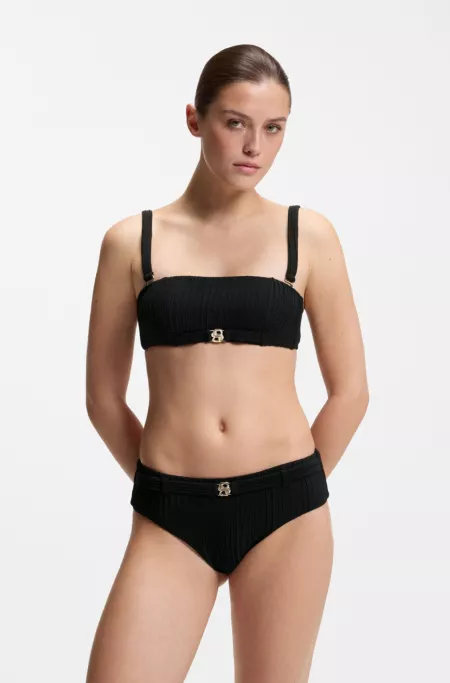 Plissé bandeau bikini top with Double B monogram
