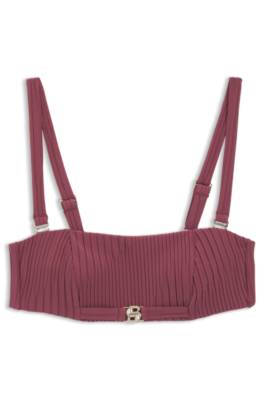 Plissé bandeau bikini top with Double B monogram 1