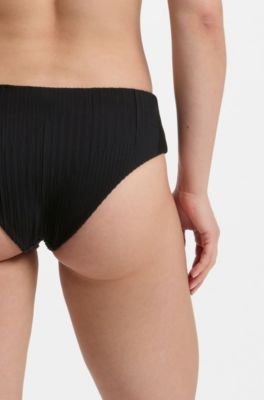 Slip bikini pliss&eacute; con monogramma Double B, Nero