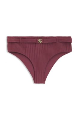 Pliss&eacute; bikini bottoms with Double B monogram, Dark Red