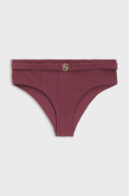 Pliss&eacute;-Bikinihose mit Double-B-Monogramm, Dunkelrot