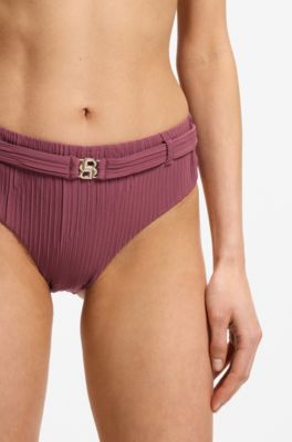 Pliss&eacute;-Bikinihose mit Double-B-Monogramm, Dunkelrot