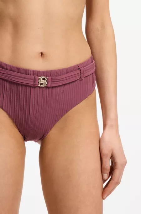 Bas de bikini plissé avec double B