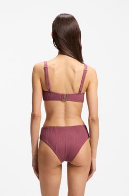 Pliss&eacute;-Bikinihose mit Double-B-Monogramm, Dunkelrot