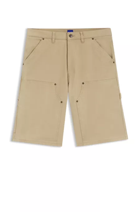 Regular-Fit Shorts aus Stretch-Baumwoll-Canvas