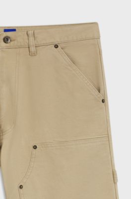 Regular-fit shorts in stretch-cotton canvas, Beige