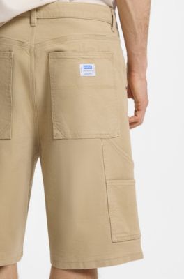 Regular-Fit Shorts aus Stretch-Baumwoll-Canvas, Beige