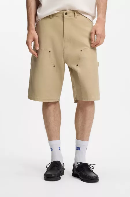 Regular-fit shorts in stretch-cotton canvas