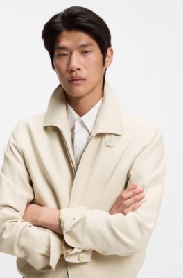 Slim-fit jacket in linen, Light Beige