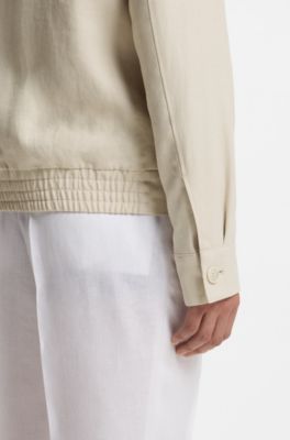 Slim-fit jacket in linen, Light Beige