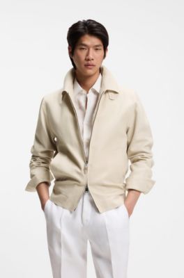 Slim-fit jacket in linen, Light Beige