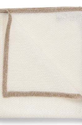 Silk pocket square with jacquard structure, White