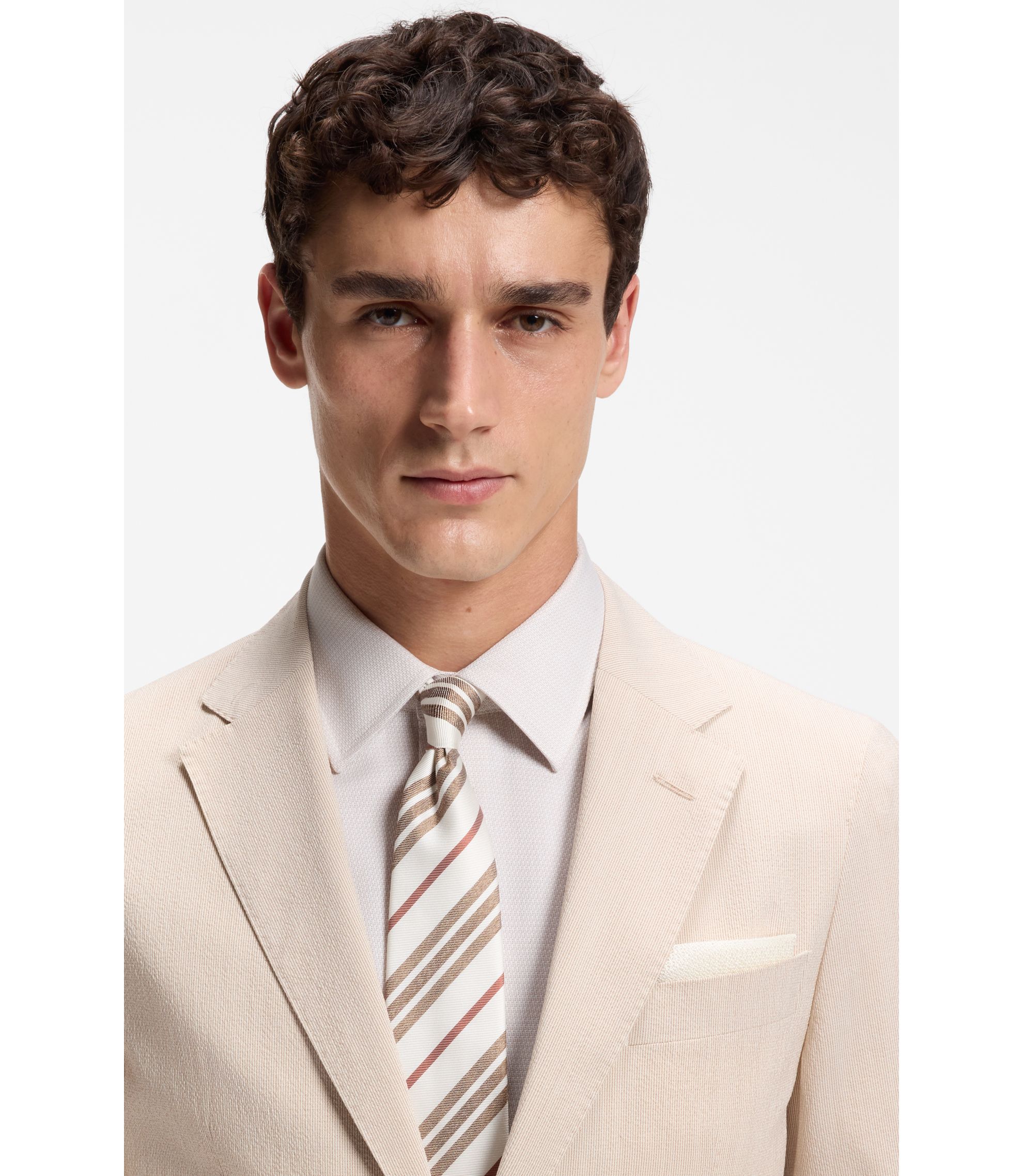 BOSS - シルク ポケットチーフ ジャカードストラクチャー - ホワイト