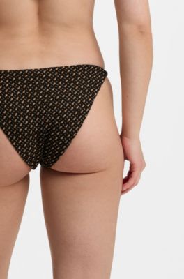 Bikini bottoms with monogram jacquard, Black Patterned