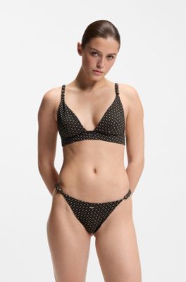 Bikinihose mit Jacquard-Monogrammen, Schwarz gemustert