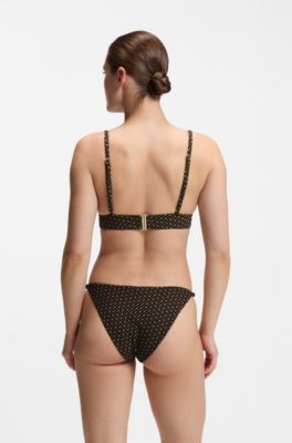 Bikini bottoms with monogram jacquard, Black Patterned