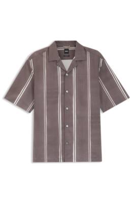 Relaxed-fit shirt in striped stretch cotton 1