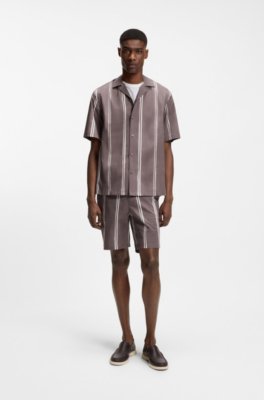 Boss Relaxed-fit shirt in striped stretch cotton randiga skjortor herr – bild 2