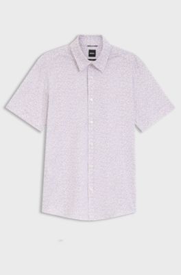 Slim-fit shirt in performance-stretch jersey, light pink