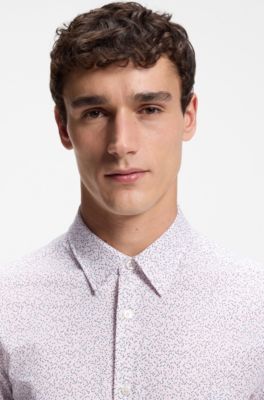 Slim-fit shirt in performance-stretch jersey, light pink
