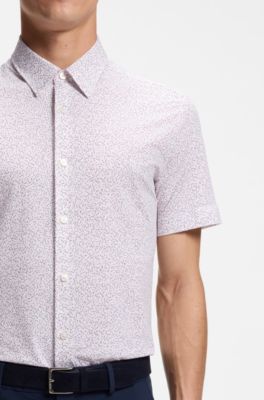 Slim-fit shirt in performance-stretch jersey, light pink