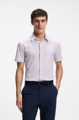 Slim-fit shirt in performance-stretch jersey, light pink
