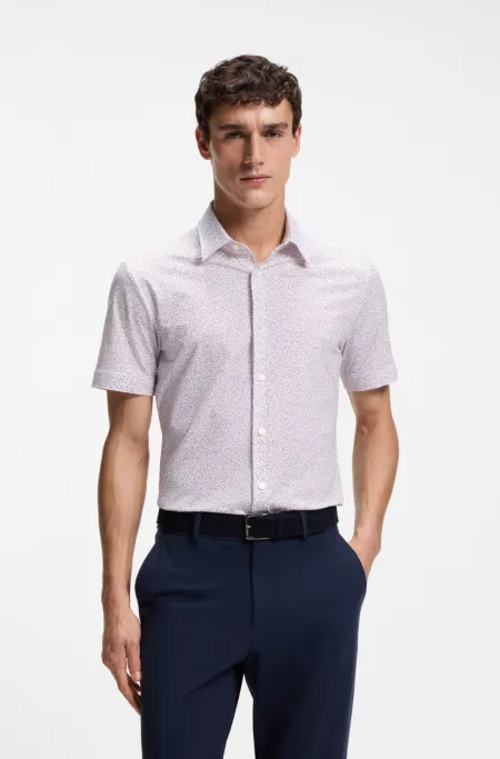 Slim-fit shirt in performance-stretch jersey