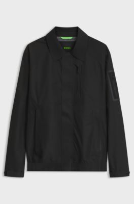 Water-repellent blouson jacket with welded front placket, Black