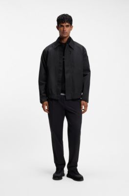 Water-repellent blouson jacket with welded front placket, Black