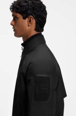 Water-repellent blouson jacket with welded front placket, Black