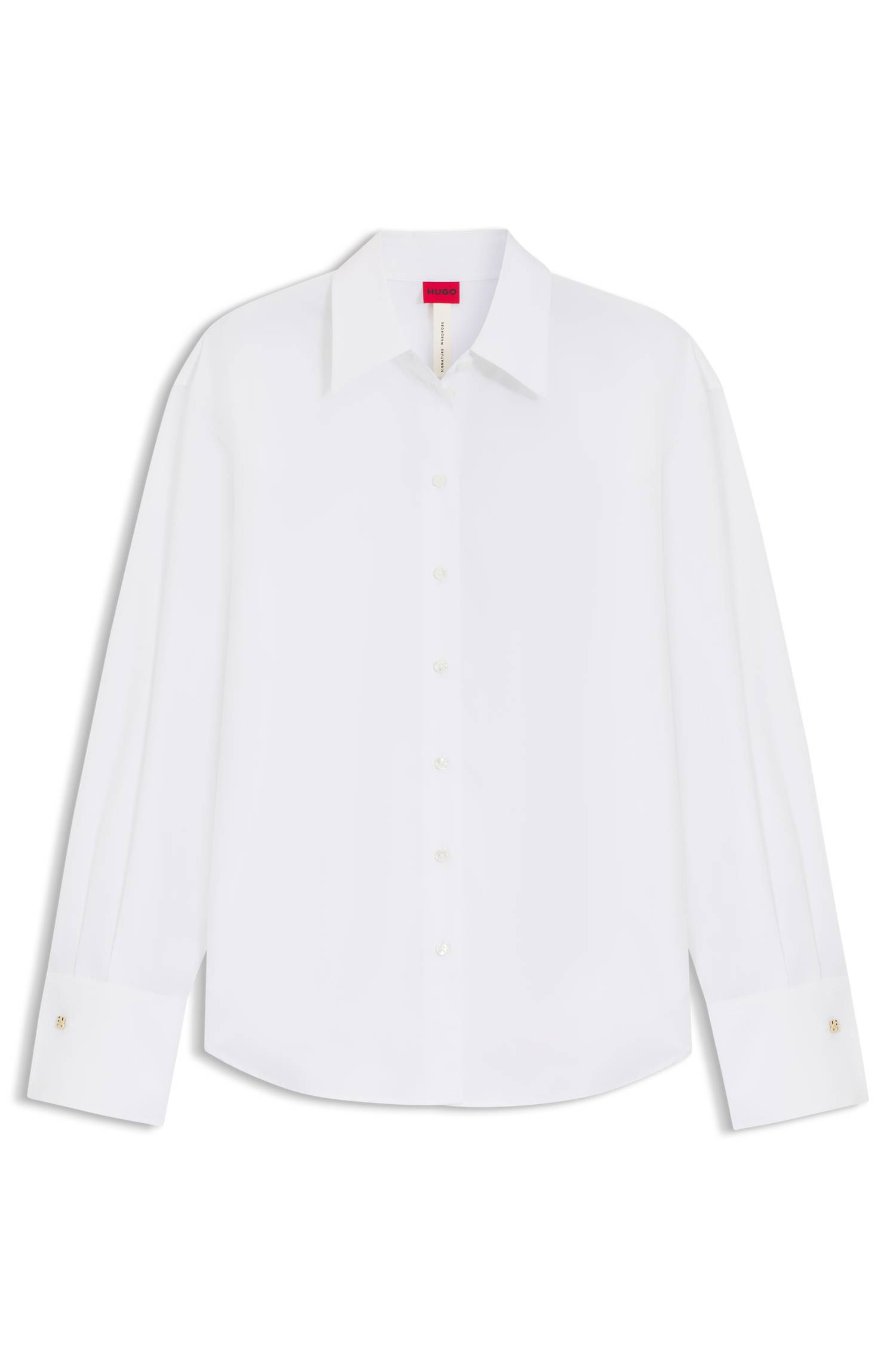 Hugo Relaxed-fit cotton blouse with stacked-logo cuff buttons skjortor & blusar dam – bild 4
