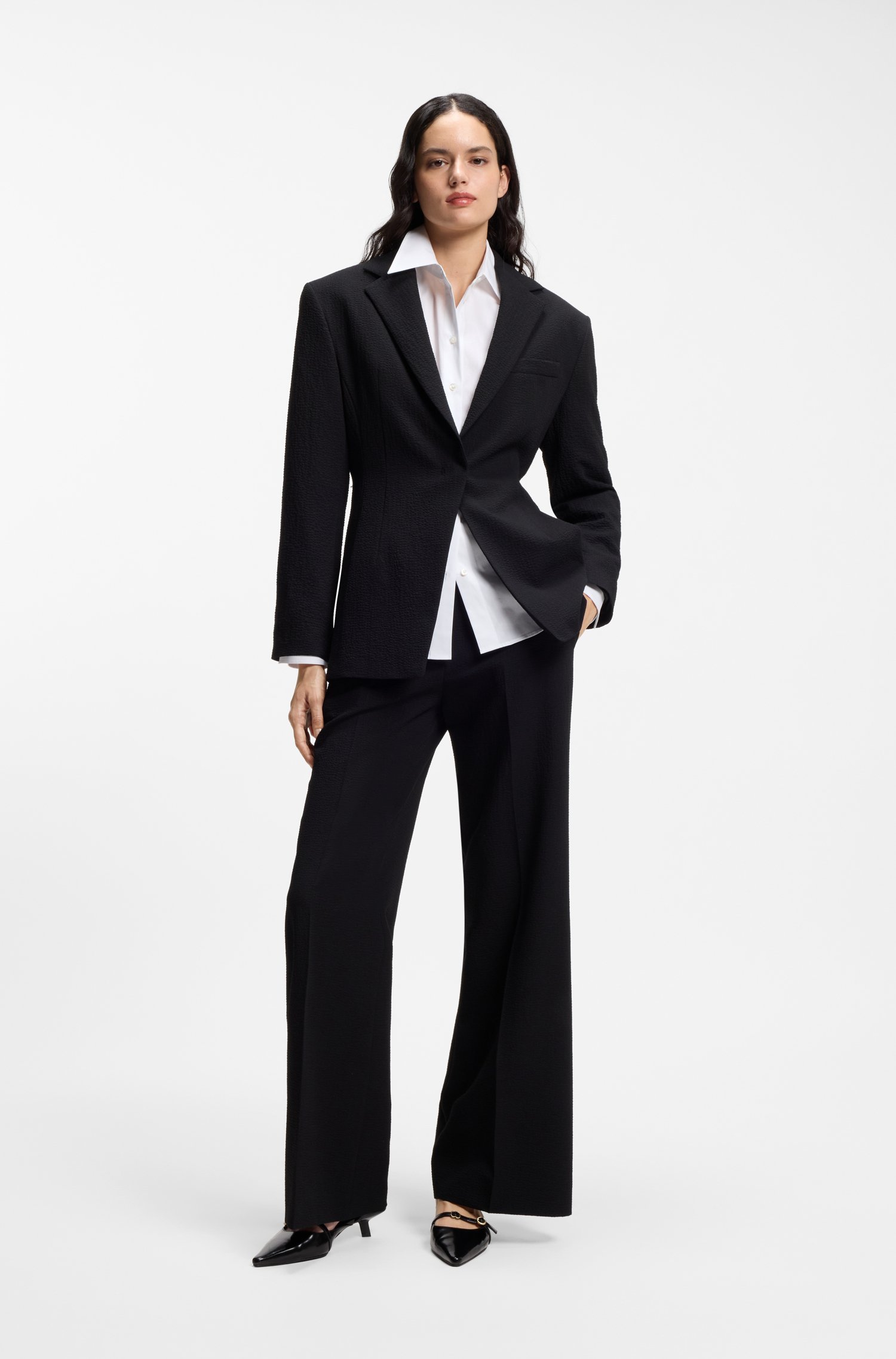 Hugo Relaxed-fit cotton blouse with stacked-logo cuff buttons skjortor & blusar dam – bild 2